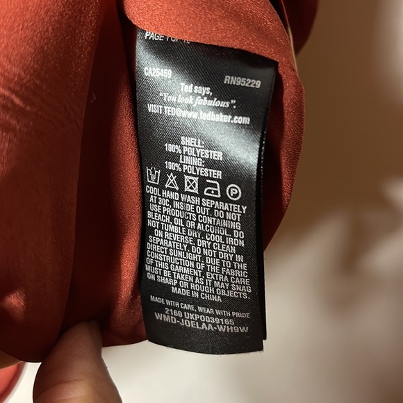 Ted Baker London Bow Necktie Tunic Dress Size 1 Rust Brown Flying Geese Pattern - Picture 8 of 13